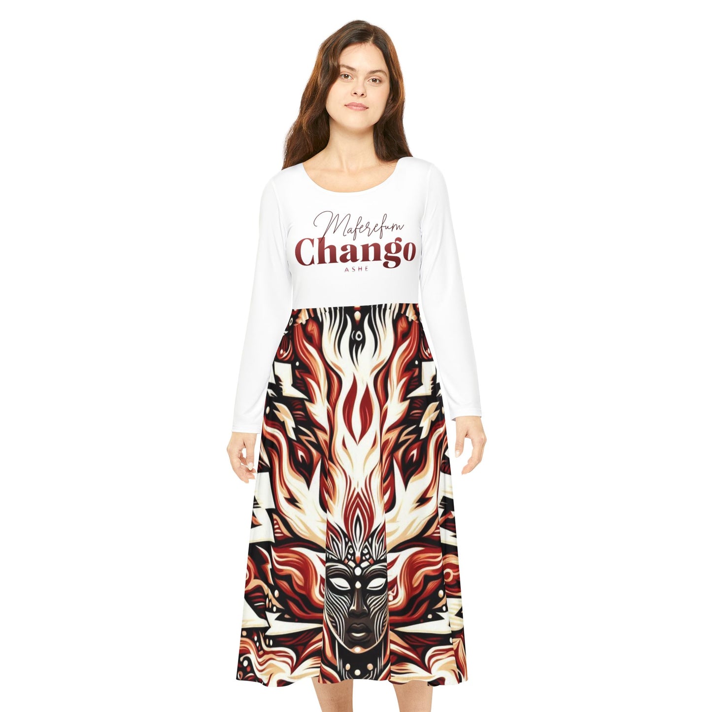 Maferefun CHANGO Long Sleeve Dress! Gift for Devotee or Godparent! Fall/winter Lucumi based Orisha CHANGO dress