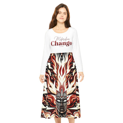 Maferefun CHANGO Long Sleeve Dress! Gift for Devotee or Godparent! Fall/winter Lucumi based Orisha CHANGO dress