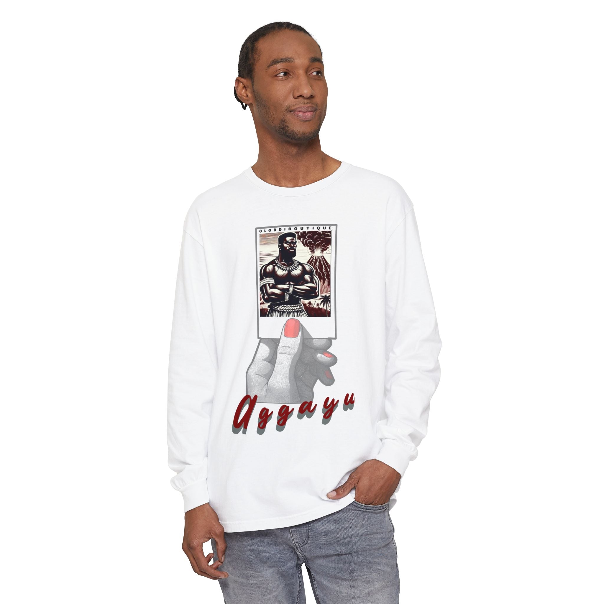 Polaroid Aggayú (Agayu) Long Sleeve Tee for Devotee & Godparent! Orisha Polaroid Collection