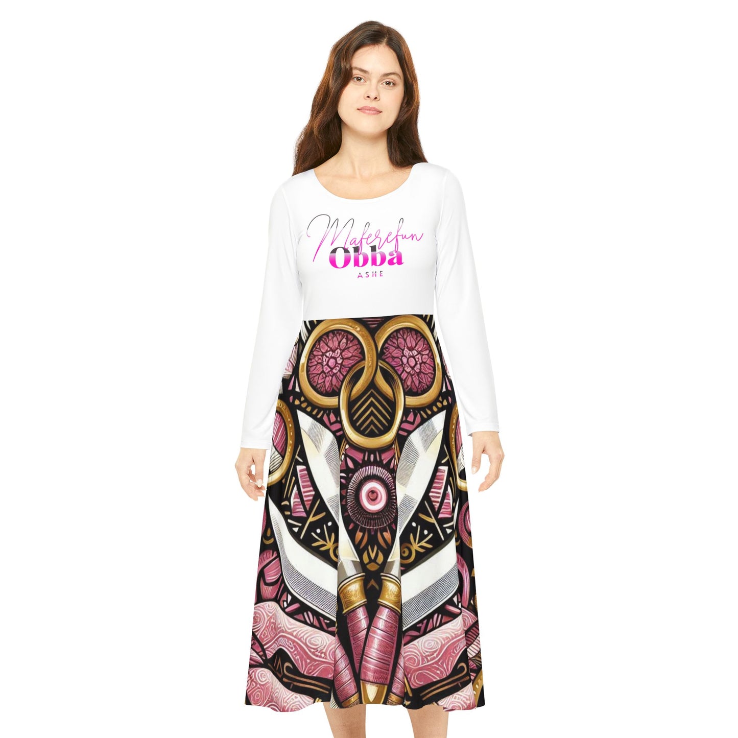 Maferefun "OBBA" Long Sleeve Dress! Gift for Devotee or Godparent! Orisha OBBA Ladies Fall/Winter Dress!