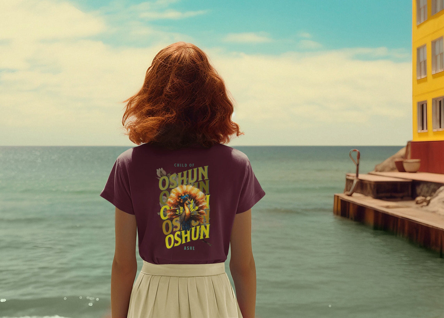 Orisha OSHUN peacock  Ashe Unisex Retro tshirt, Child of OSHUN Tshirt, Ashe OSHUN Afroculture Yoruba Orisha Tshirt