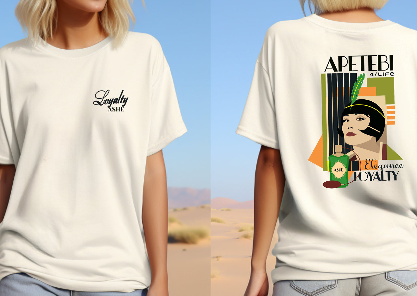 APETEBI "Loyalty and Elegance" Art deco Style Tshirt. Apetebi for Life Ashe Tee. Apetebi Orunla ladies tshirt