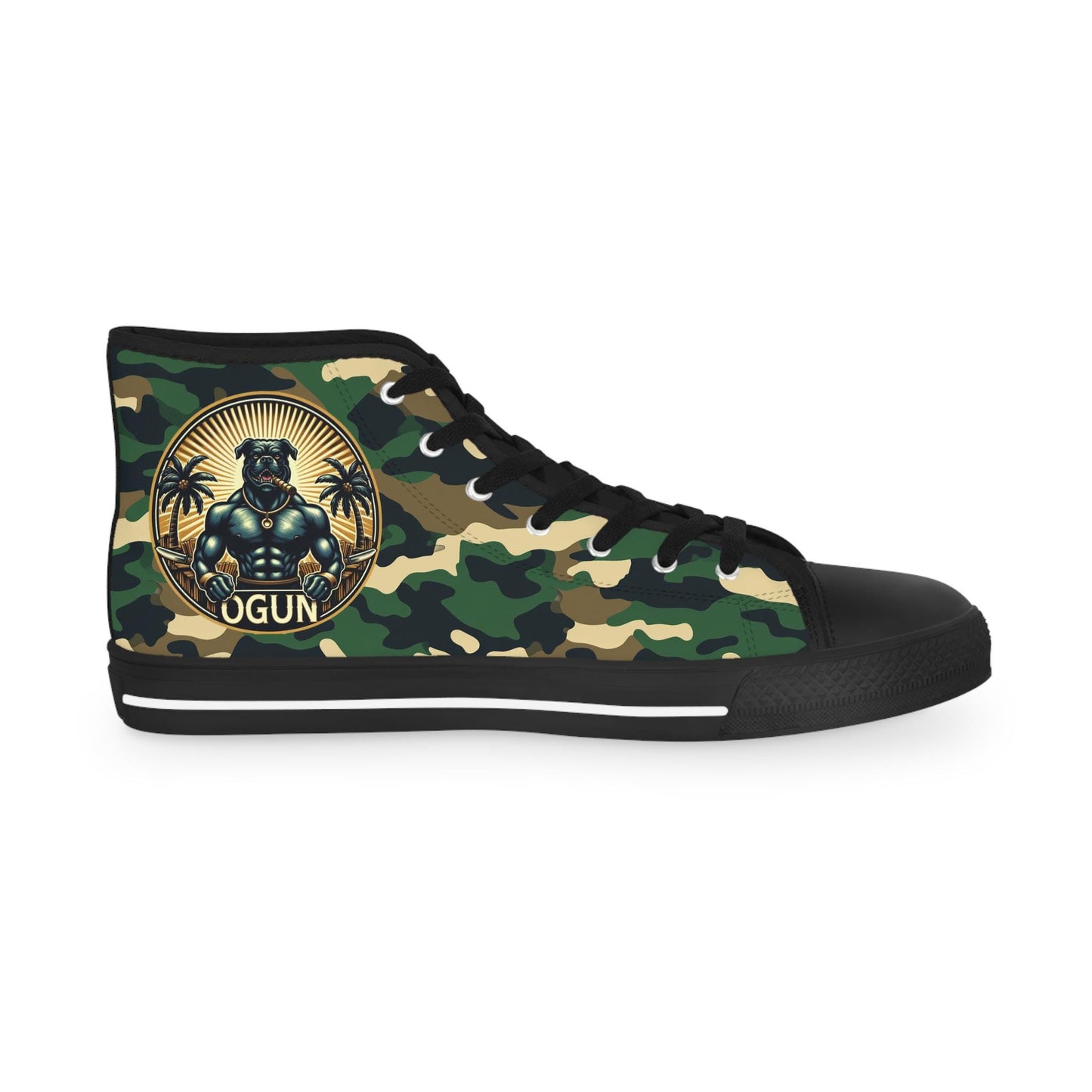 Orisha Oggún “Warrior” Camouflage High Top Sneakers – Gift for Devotee or Godparent