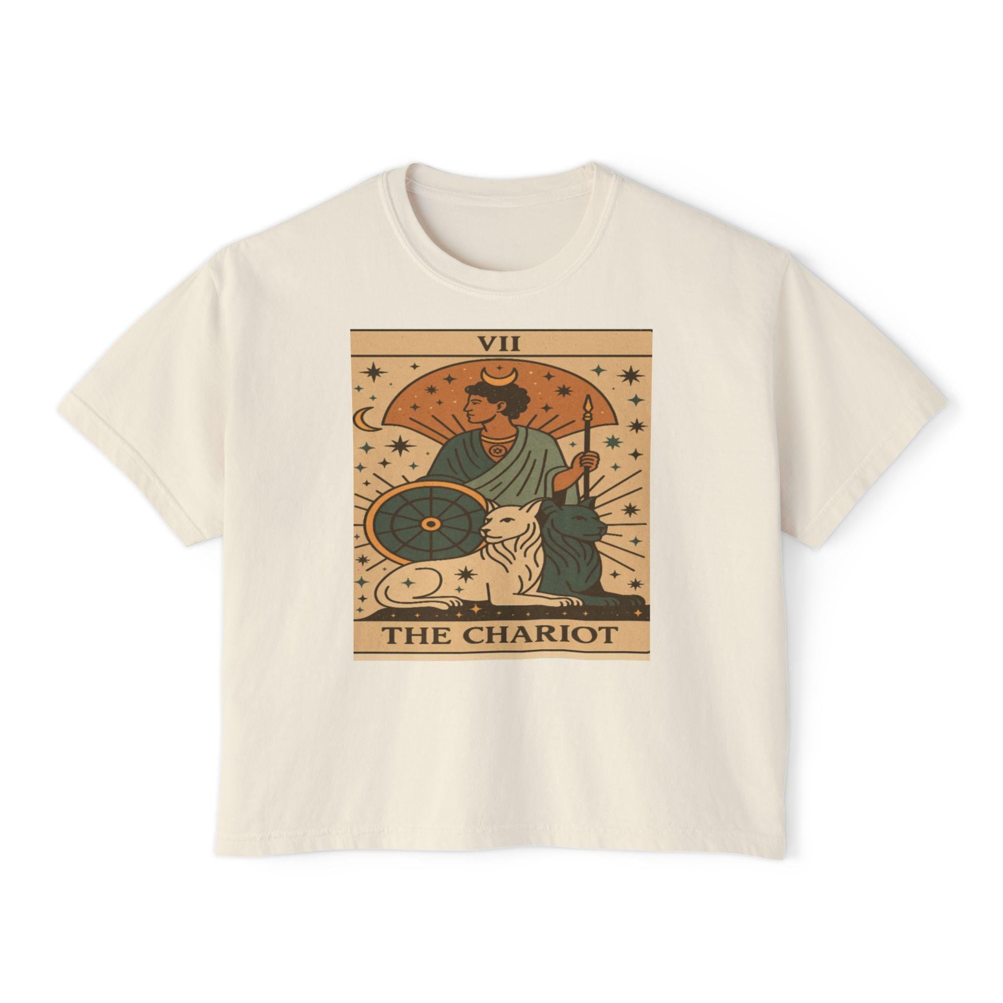 The Chariot Tarot Shirt, Vintage Style Boxy Tee, Major Arcana Graphic Tee, Gift for friends or family