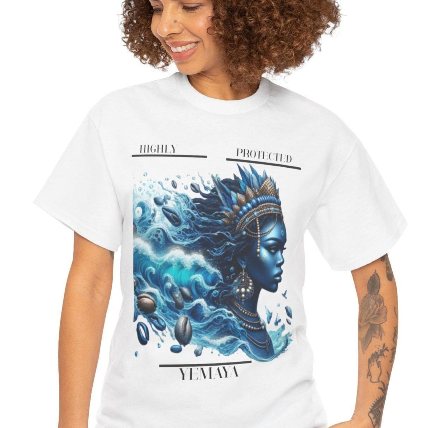 Highly Protected YEMAYA Tshirt, gift of Godparent or Devotee ,Bohemian T-Shirt,  Gift fo, Spiritual Apparel, Ashe YEMAYA