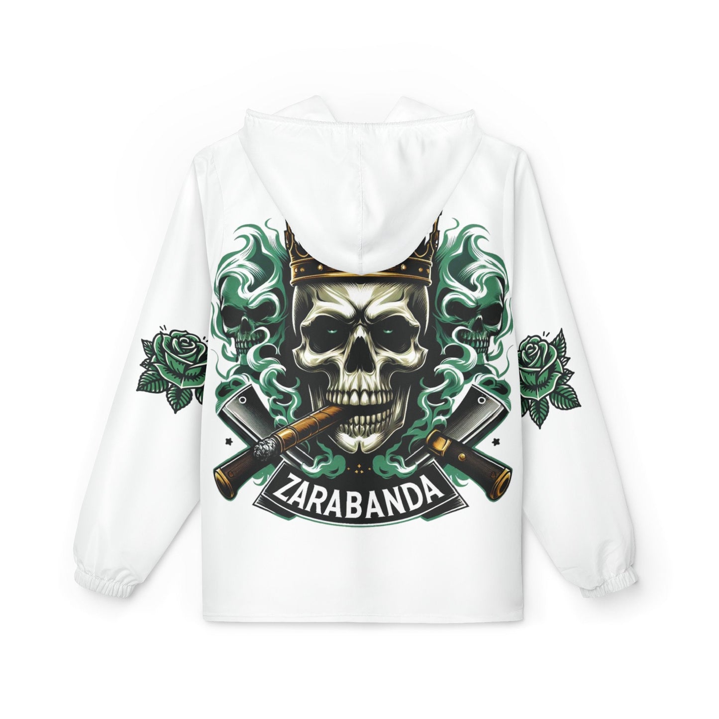 ZARABANDA "Skulls & Roses" Palo mayombe, White Stylish Windbreaker Jacket! somos!