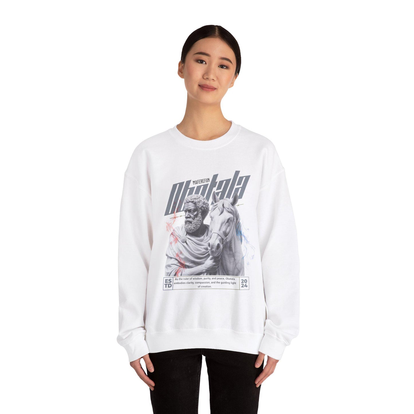 Obatala Marble Style Roman Look Sweatshirt, gift for devotee or godparent! Maferefun Obatala "Ruler of" sweatshirt
