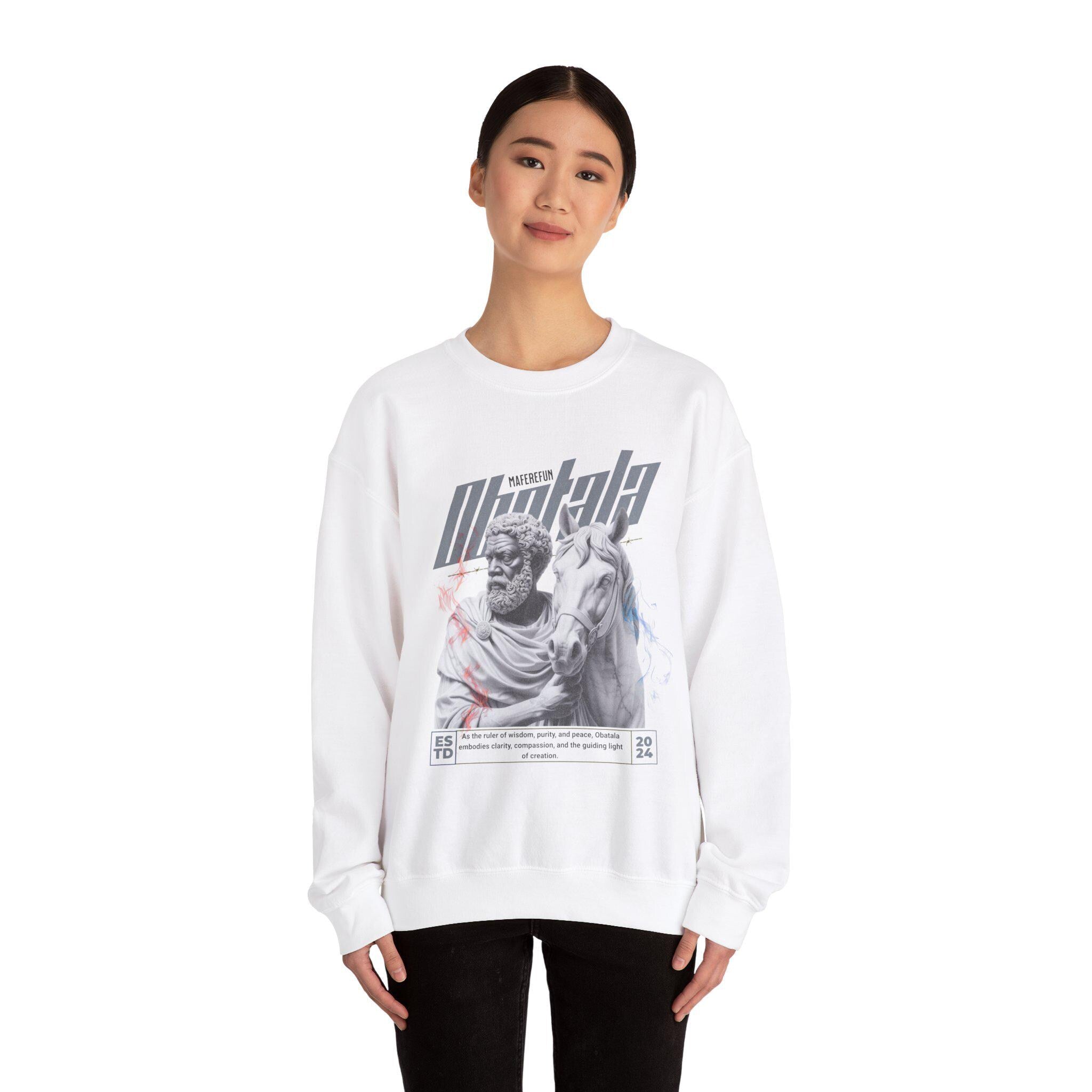 Obatala Marble Style Roman Look Sweatshirt, gift for devotee or godparent! Maferefun Obatala "Ruler of" sweatshirt