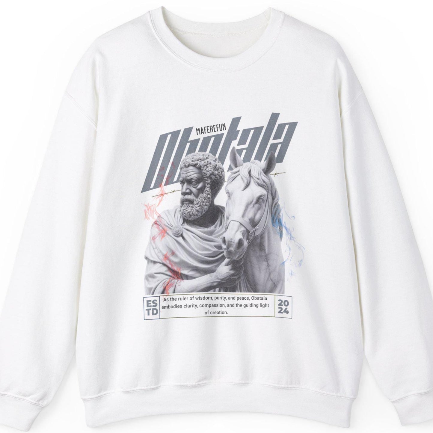 Obatala Marble Style Roman Look Sweatshirt, gift for devotee or godparent! Maferefun Obatala "Ruler of" sweatshirt