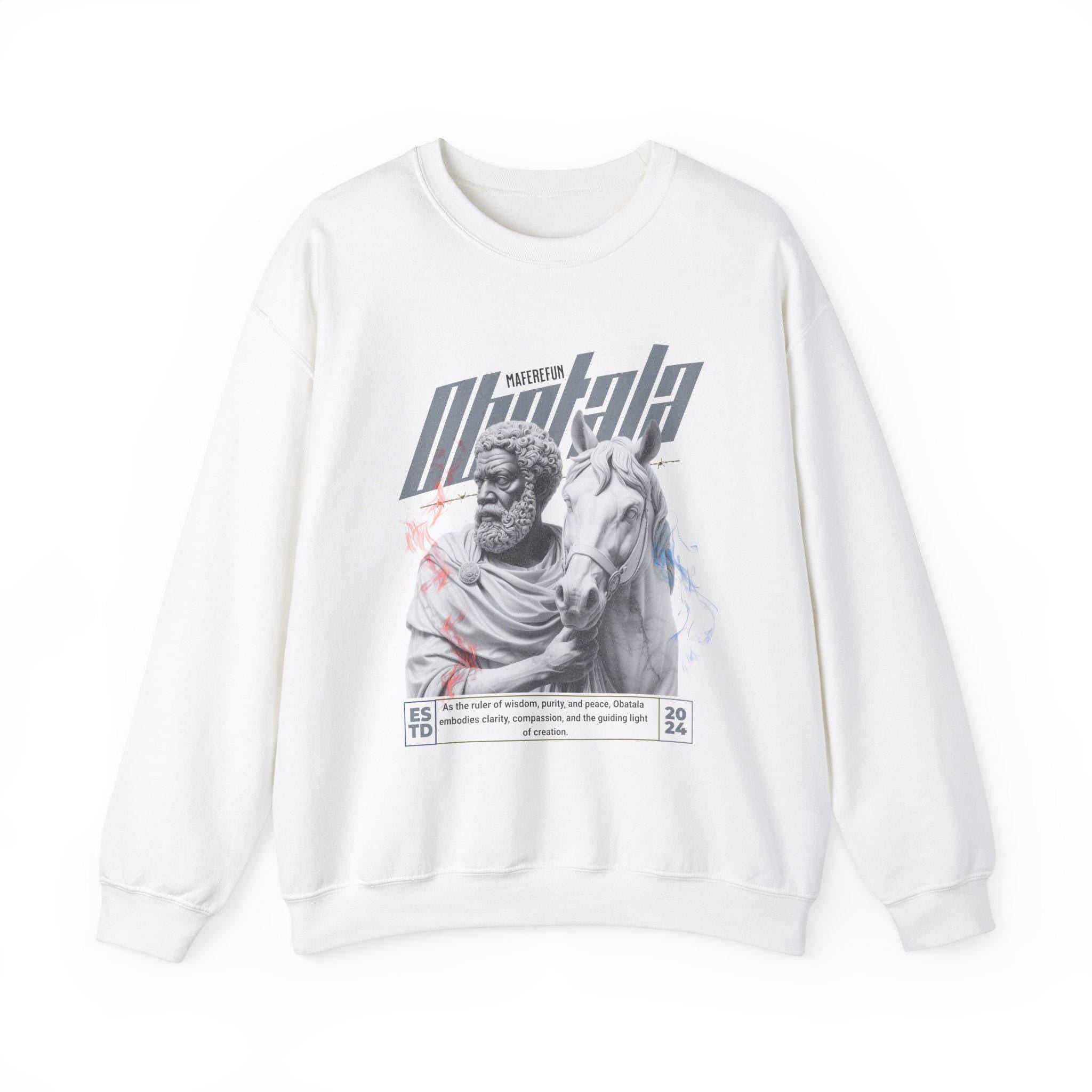 Obatala Marble Style Roman Look Sweatshirt, gift for devotee or godparent! Maferefun Obatala "Ruler of" sweatshirt