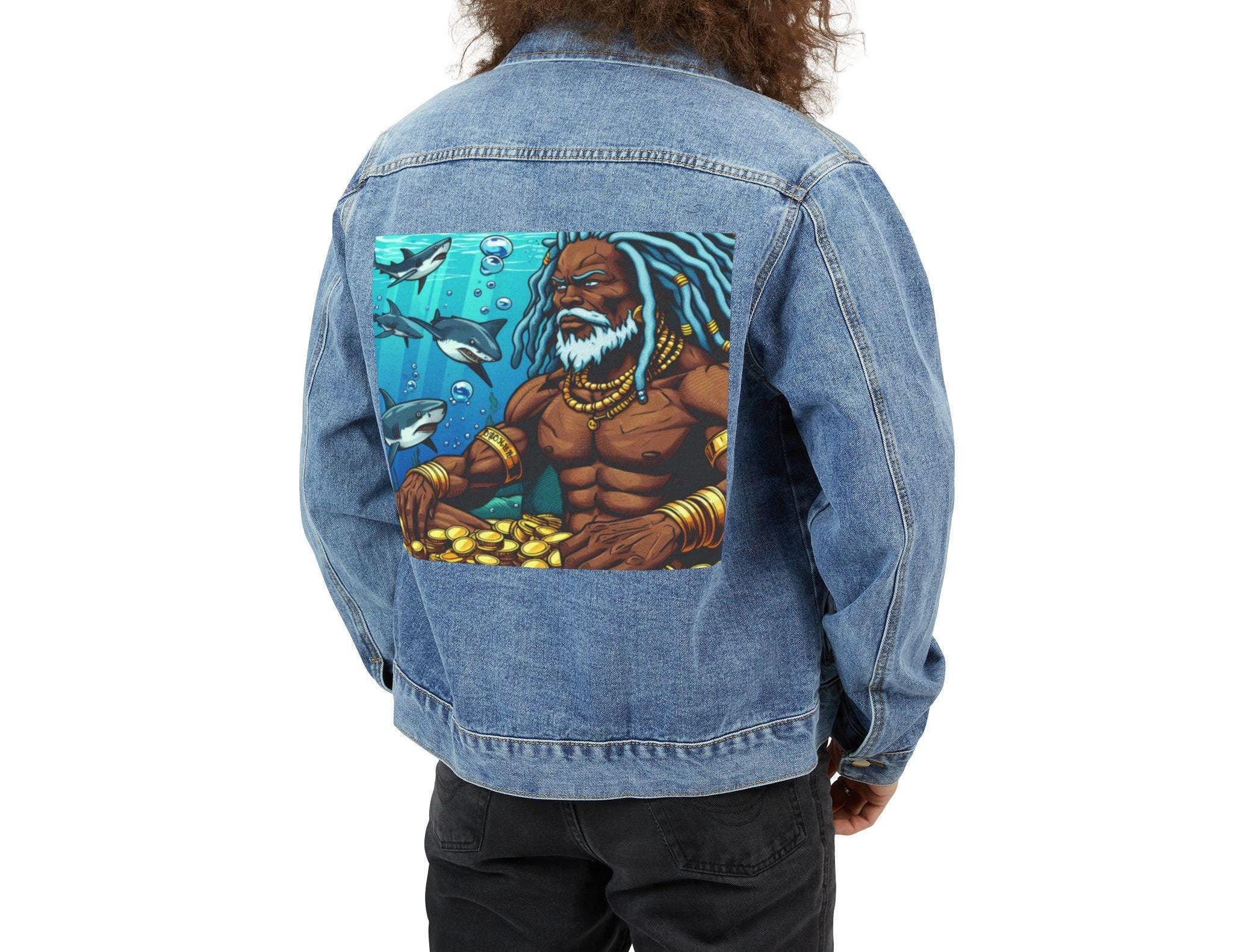 Orisha OLOKUN Denim  Pop Art Jean Jacket! Gift for Godparent or Devotee