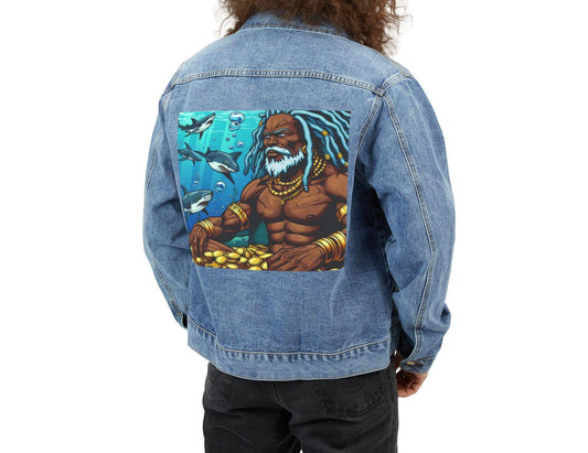 Orisha OLOKUN Denim Pop Art Jean Jacket – Gift for Devotee or Godparent