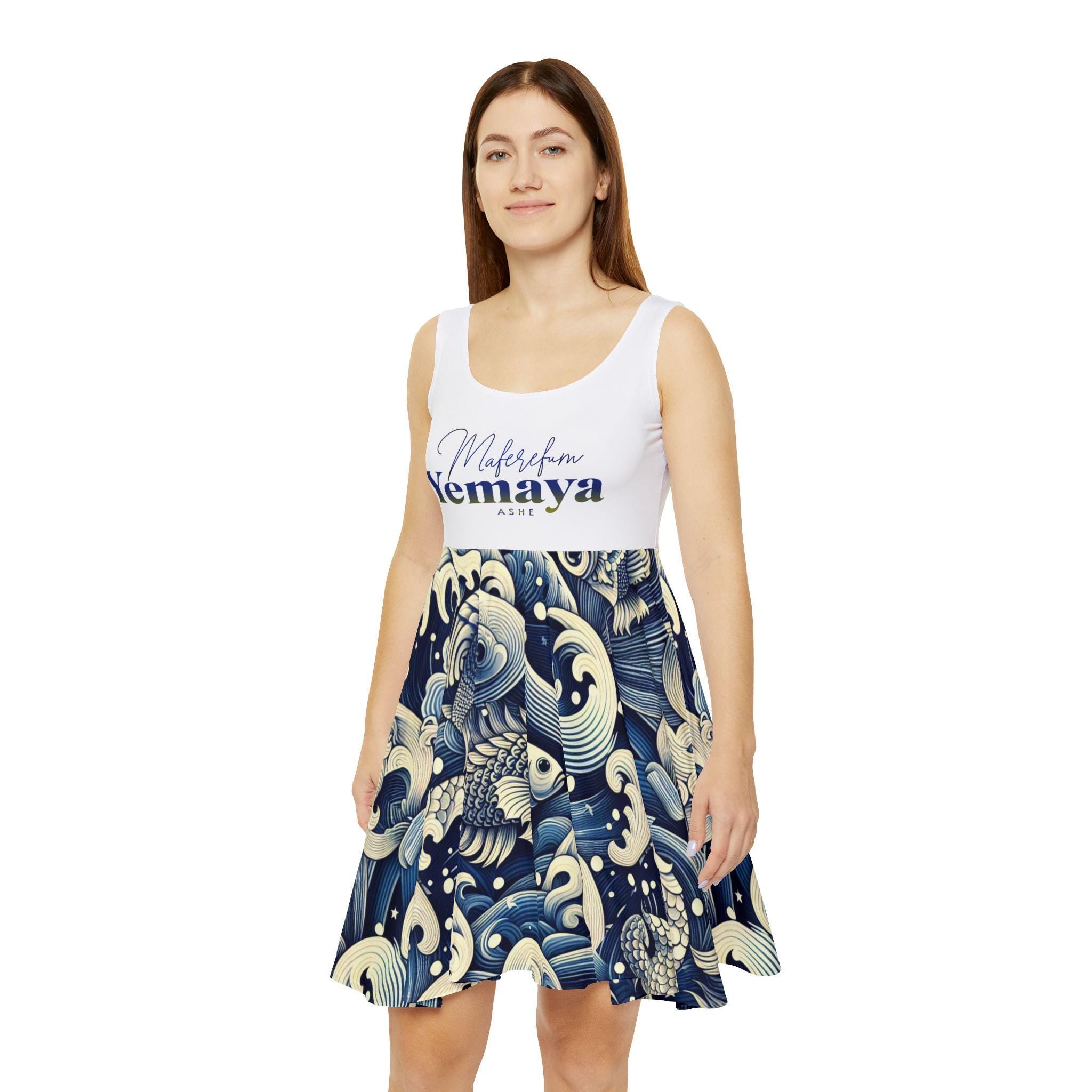 Maferefun YEMAYA Summer Skater Style Dress!Gift for Devotee or Godparent! Lucumi Based Yemaya Dress