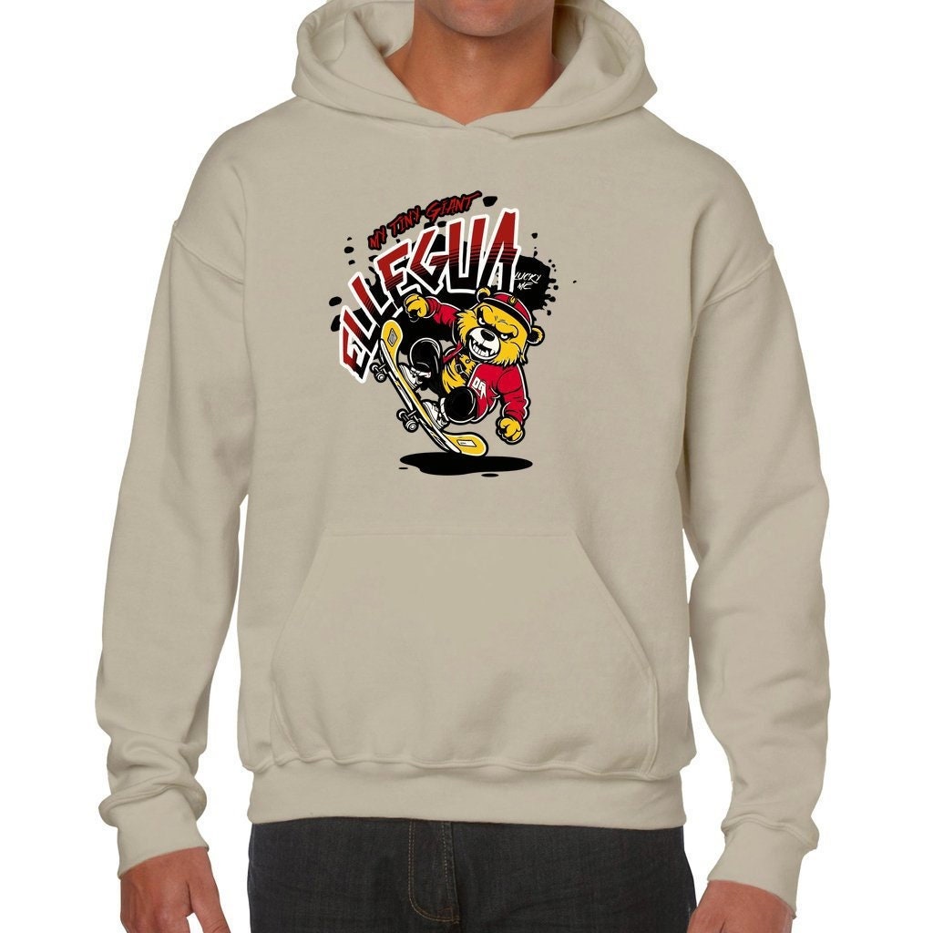 Orisha ELLEGUA "My tiny Giant"  Bear on skateboard Cute Retro Style Gift for a Friend Unisex Hoodie!