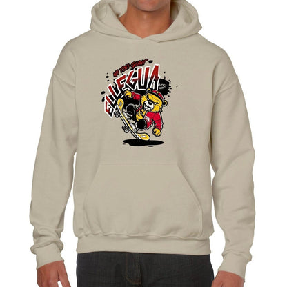 Orisha ELLEGUA "My tiny Giant"  Bear on skateboard Cute Retro Style Gift for a Friend Unisex Hoodie!