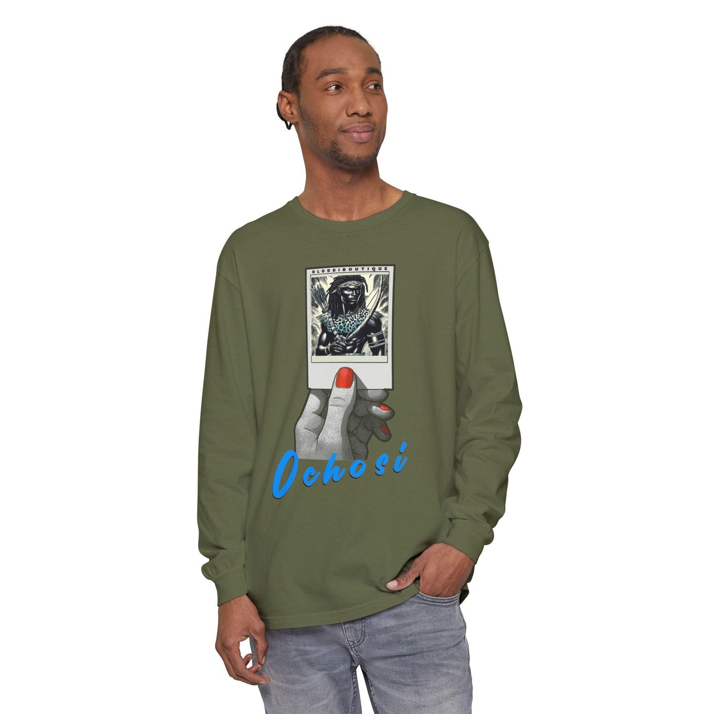 Polaroid Ochosi Long Sleeve Tee – Orisha Polaroid Collection | Gift for Devotee or Godparent