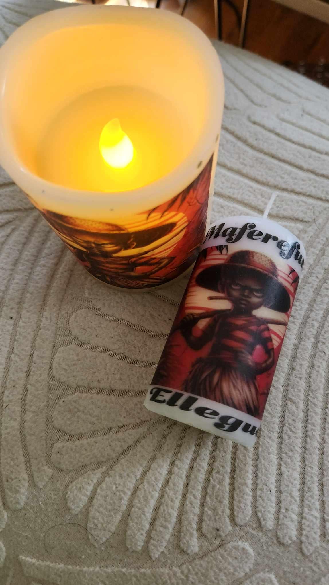 Ellegua LED & Regular Candle Set! Gift for Godparent or Devotee! Altar Decor Candle, Shrine Decor Candle! Omo Eshu Candle Gift Set!