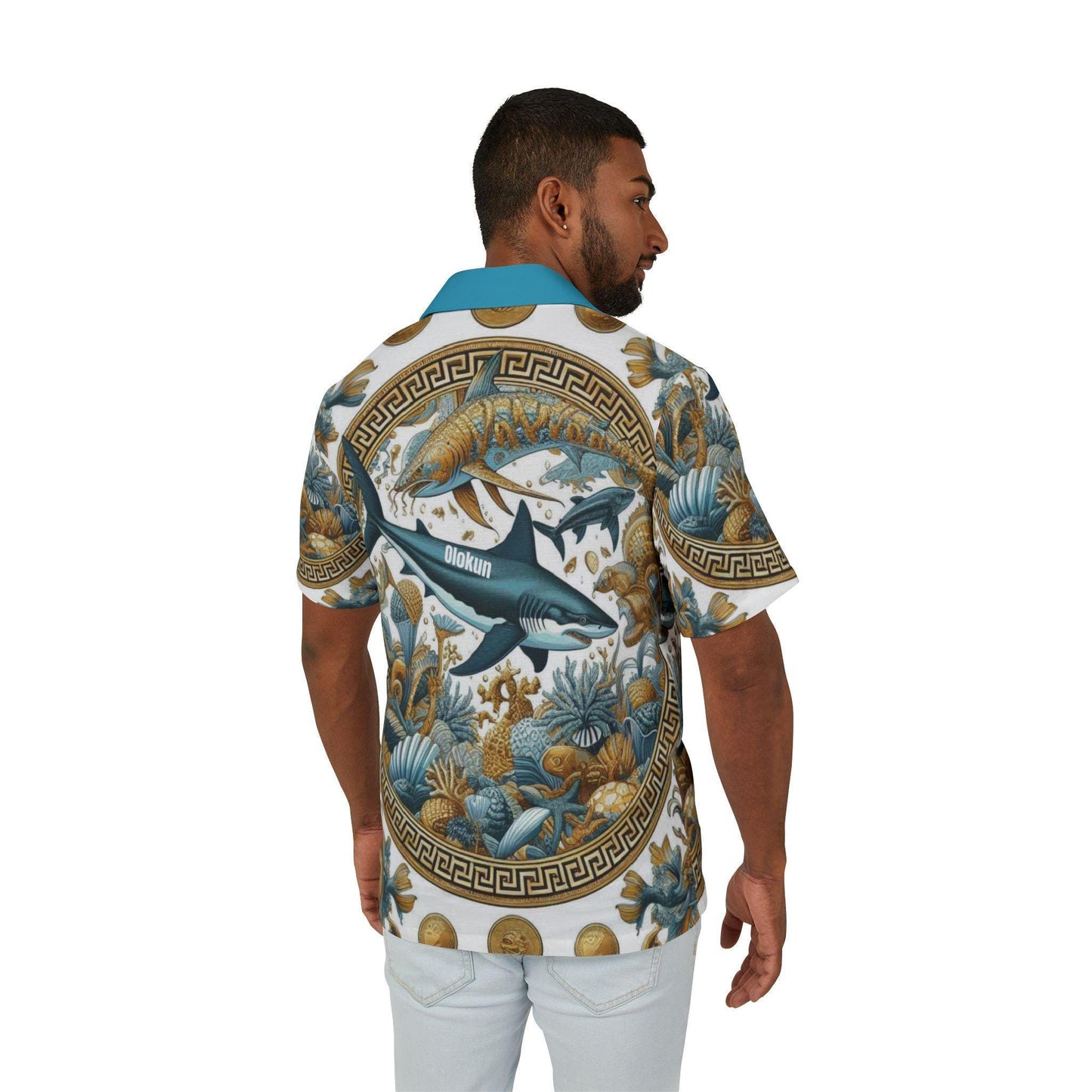 Orisha Olokun Hawaiian Style Button Down Shirt - Gift for Devotee or Godparent