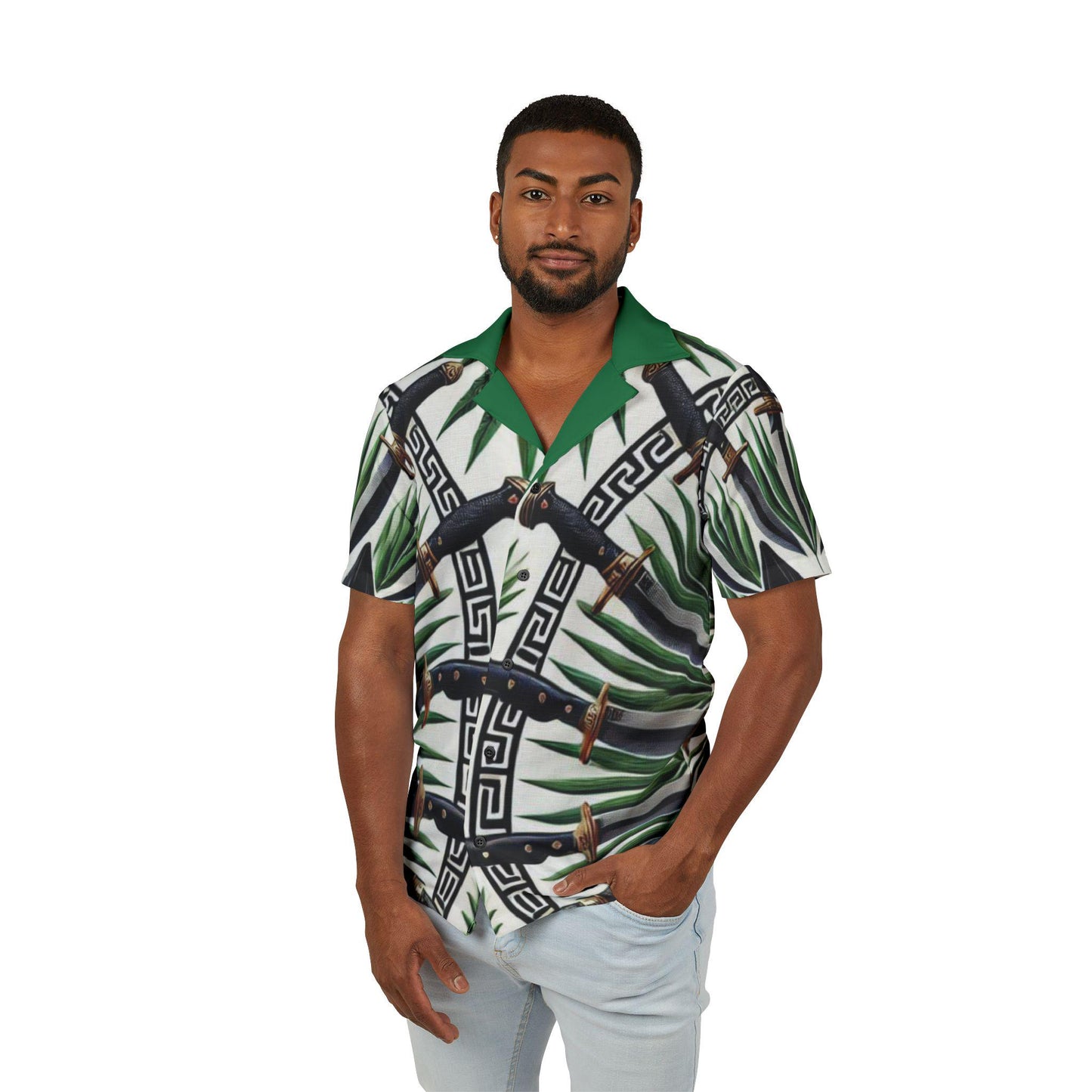 Orisha Oggun Hawaiian Style Button Down Shirt - Gift for Devotee or Godparent