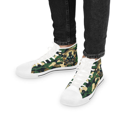 Orisha Oggún “Warrior” Camouflage High Top Sneakers – Gift for Devotee or Godparent