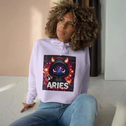 Cosmic Aries Crop Hoodie - Trendy Astrology Sweatshirt for Zodiac Lovers, Cute Gift for Birthdays, Astrology Fashion, Unique Style