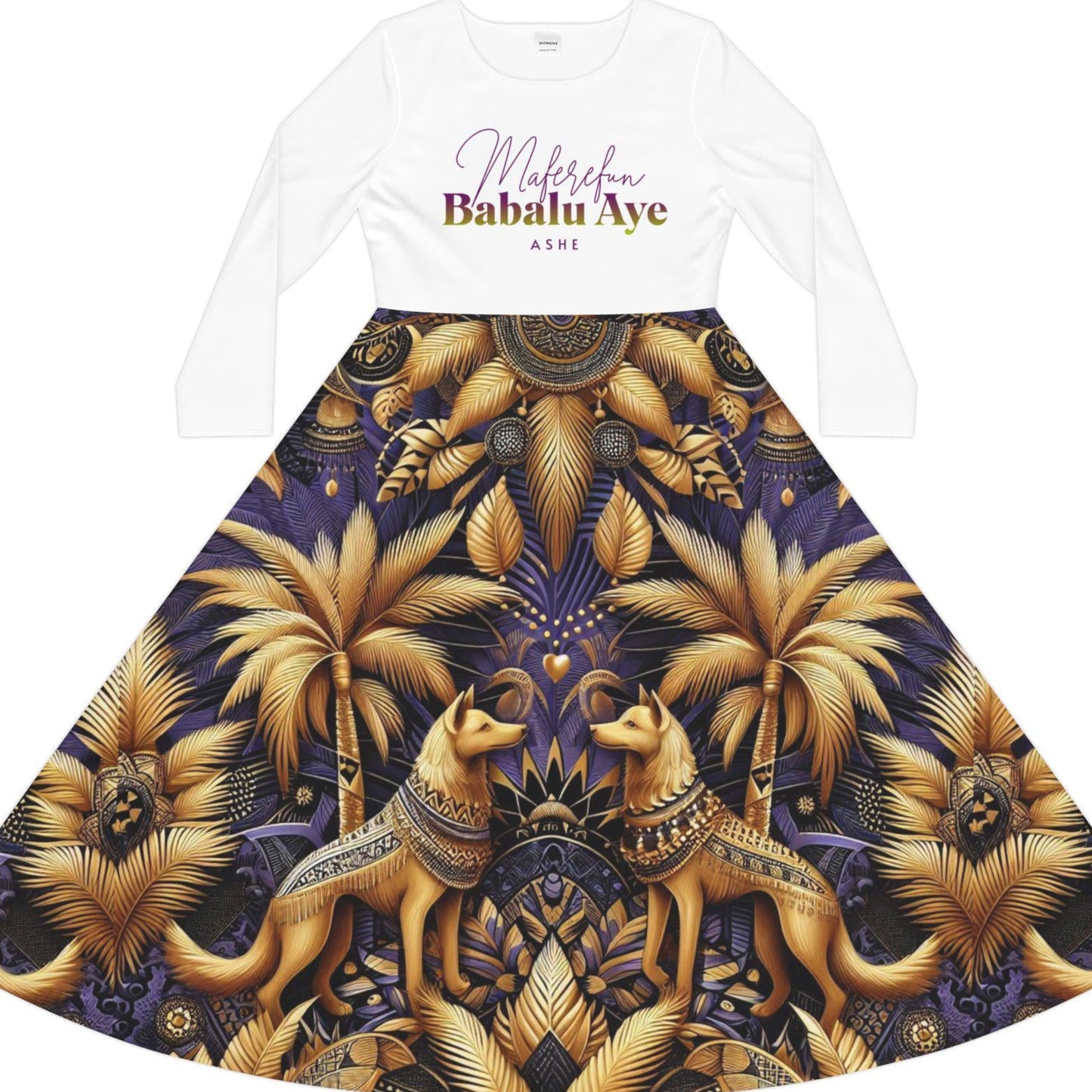 Maferefun "BABALU AYE" Long Sleeve Dress! Gift for Devotee or GodParent! Fall/Winter Lucumi Tradition Inspired Dress!