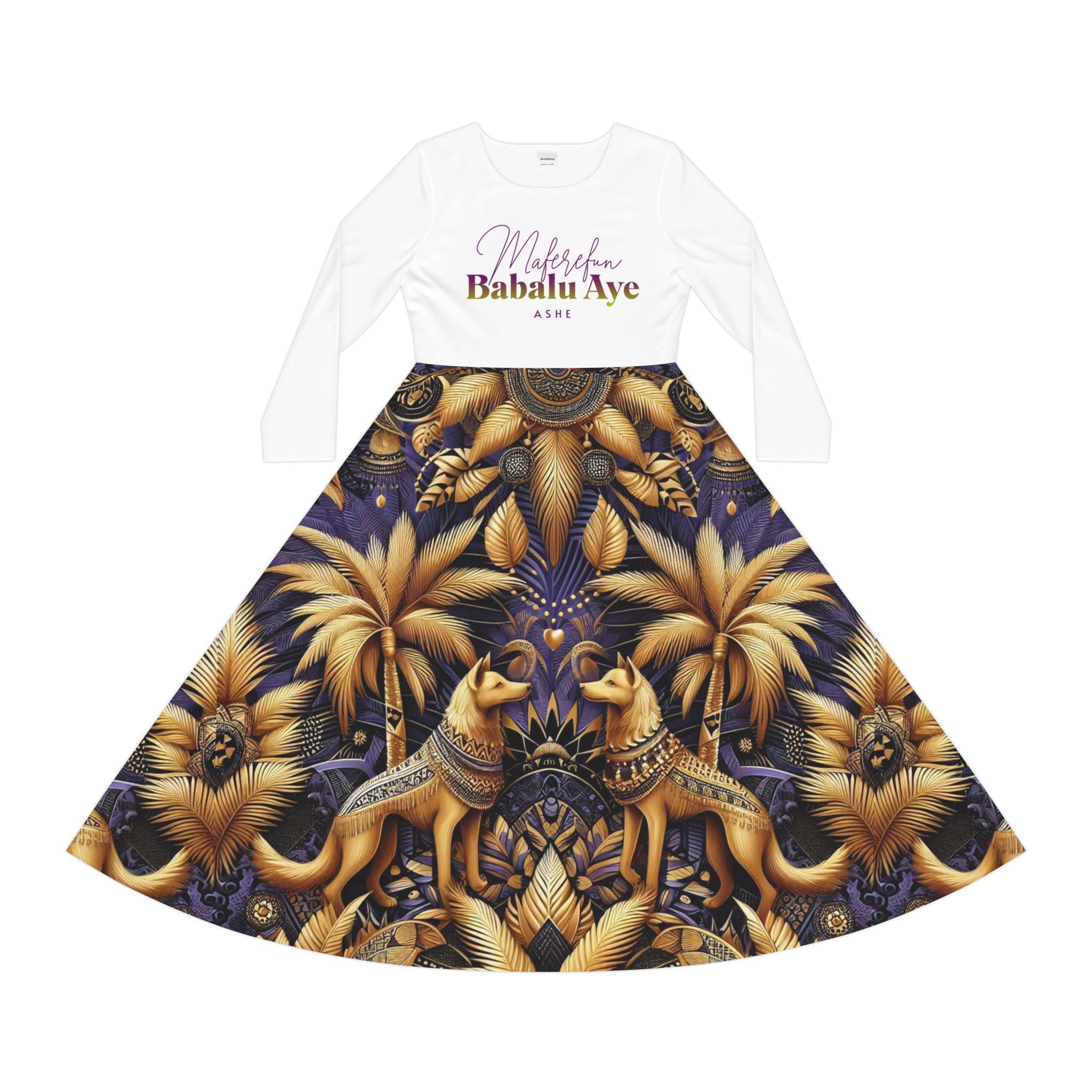 Maferefun "BABALU AYE" Long Sleeve Dress! Gift for Devotee or GodParent! Fall/Winter Lucumi Tradition Inspired Dress!