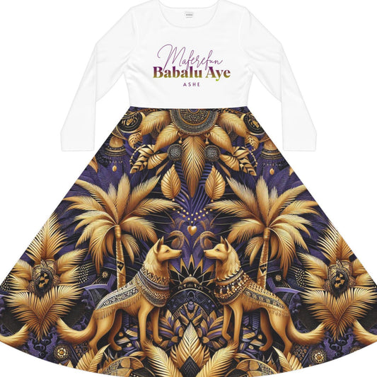 Maferefun "BABALU AYE" Long Sleeve Dress! Gift for Devotee or GodParent! Fall/Winter Lucumi Tradition Inspired Dress!