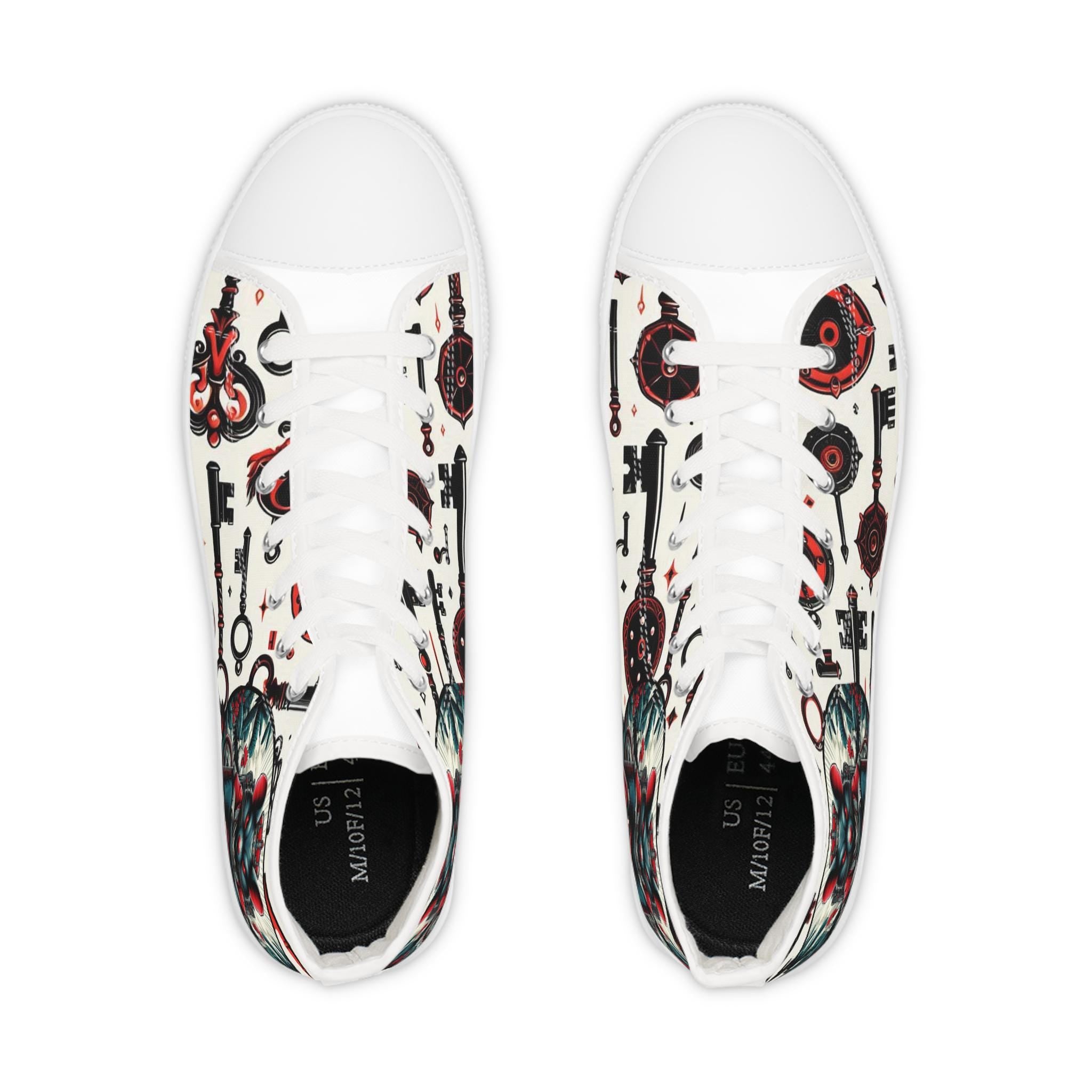 Orisha ESHU inspired "KEY HOLDER" High Top Sneakers! Gift for devotee or godparent! Stylish Orisha based Footwear/Sneakers