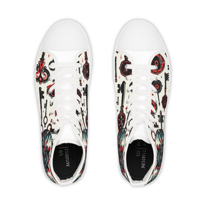 Orisha ESHU inspired "KEY HOLDER" High Top Sneakers! Gift for devotee or godparent! Stylish Orisha based Footwear/Sneakers