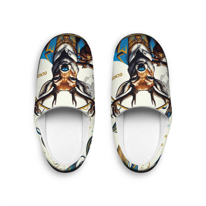 Orisha OCHOSI " Deer Hunter" stylish indoor comfy slippers, Gift for devotee or godparent! Ashe Ochosi slippers