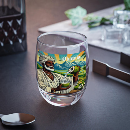Obatalá “Cheers To” Whiskey Style Drinking Glass – Gift for Devotee or Godparent