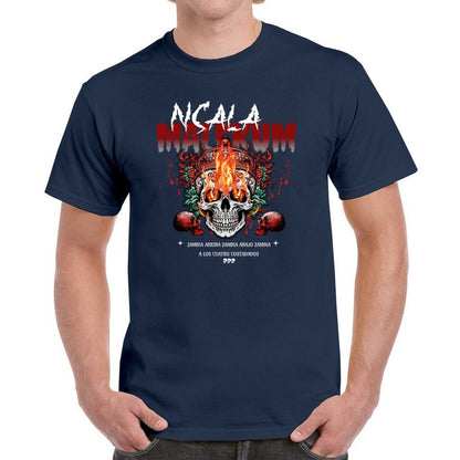 NSALA Malekum Palo Mayombe Zambia Arriba Skull with Fire Tshirt! Palo Mayombe Tata Yaya unisex Urban Tshirt.