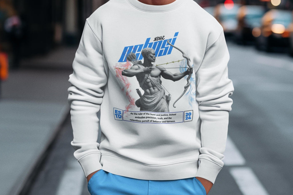 Orisha Ochosi “Marble Royalty” Sweatshirt – Ruler of the Hunt | Gift for Devotee or Godparent