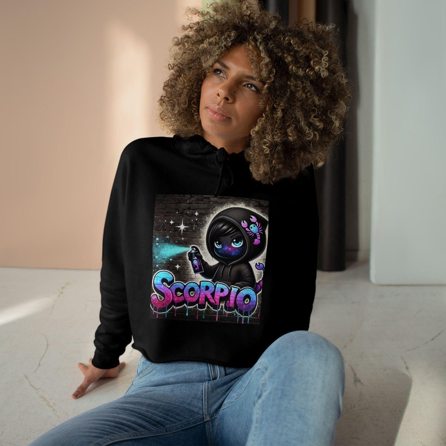 Scorpio Vibes Crop Hoodie - Trendy Astrology Apparel, Zodiac Gift, Statement Hoodie, Halloween Fashion, Horoscope Lovers