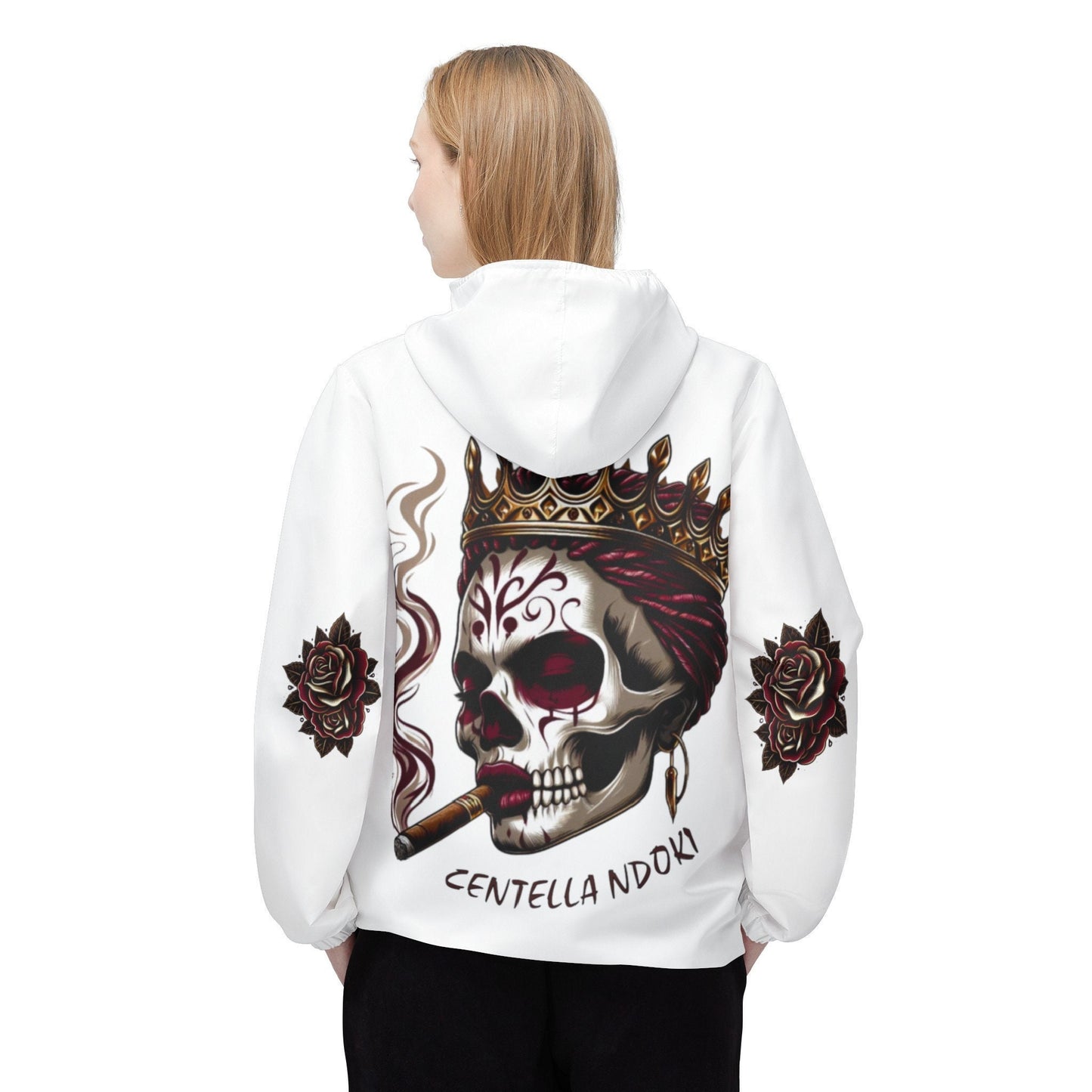 Centella NDOKI "Skulls & Roses" Palo Mayombe White Stylish Windbreaker Jacket! Somos!