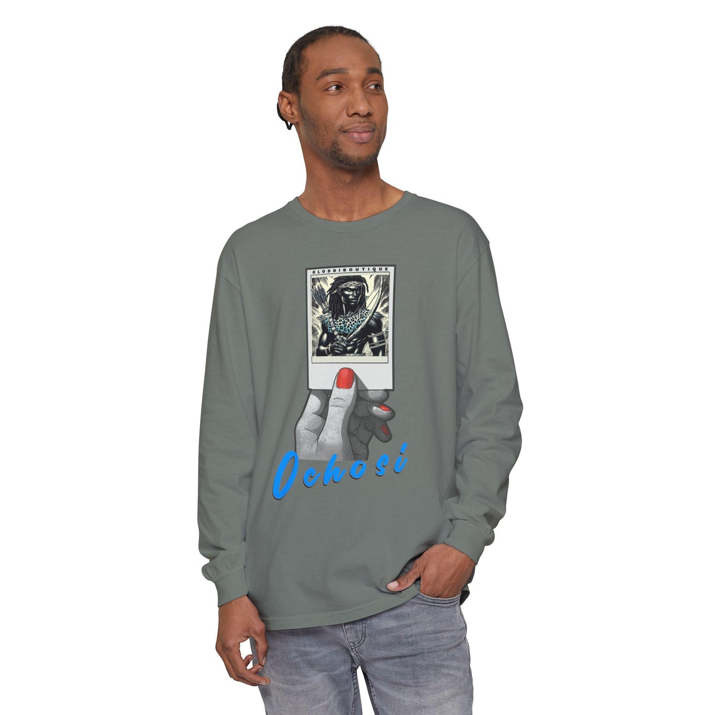Polaroid Ochosi Long Sleeve Tee – Orisha Polaroid Collection | Gift for Devotee or Godparent