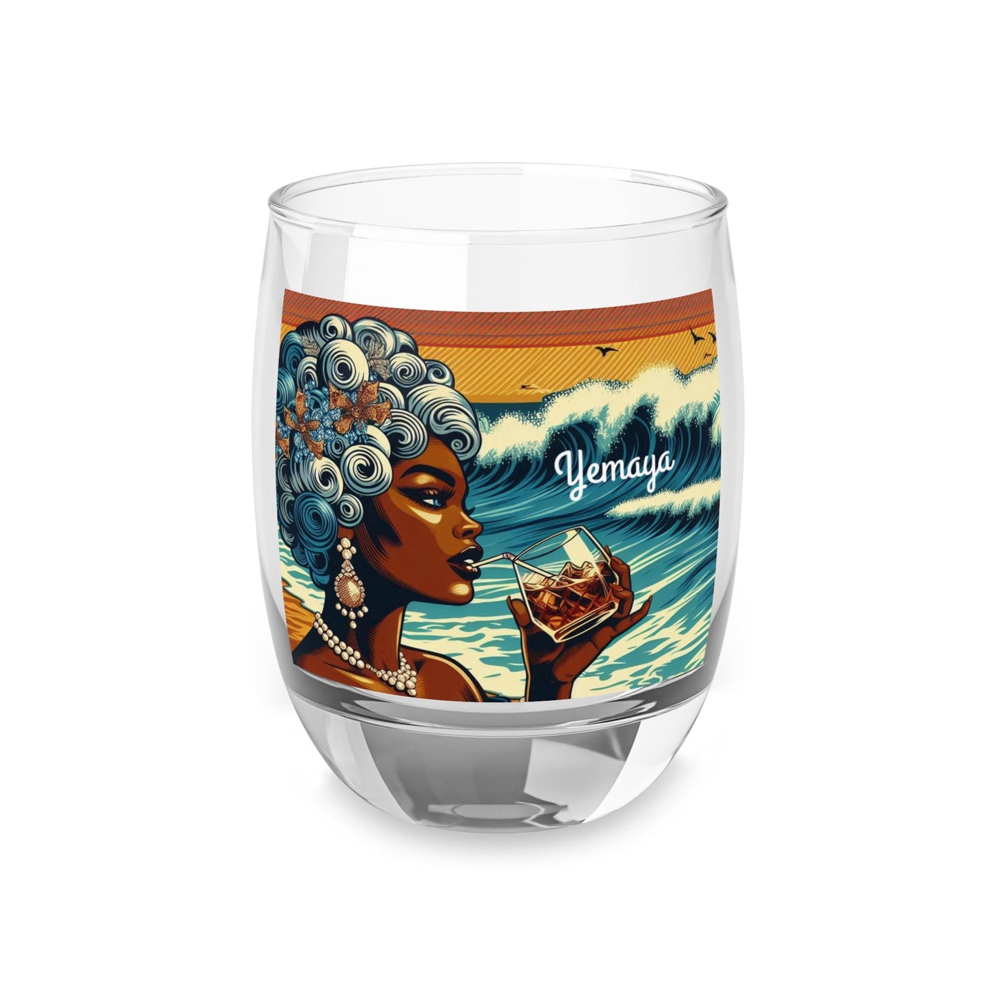 Yemaya “Cheers To” Whiskey Style Drinking Glass – Gift for Devotee or Godparent