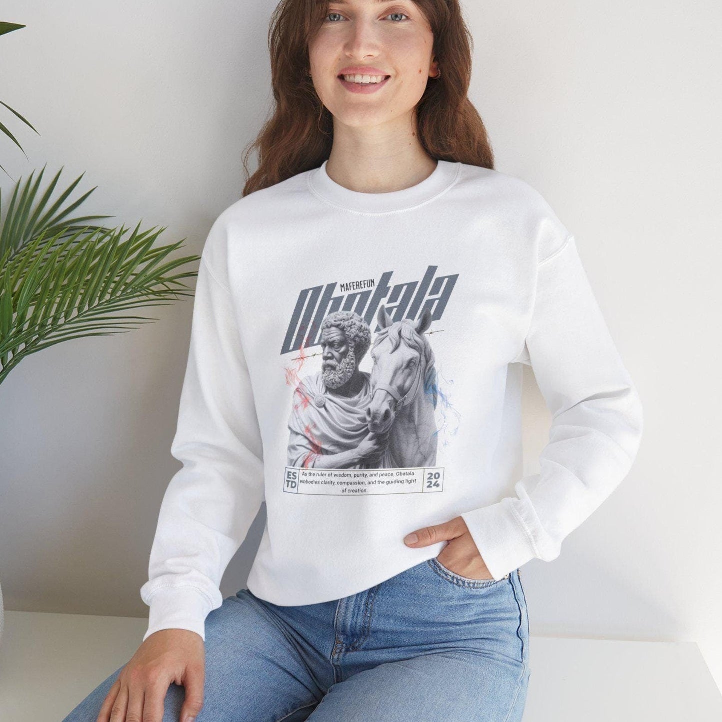 Obatala Marble Style Roman Look Sweatshirt, gift for devotee or godparent! Maferefun Obatala "Ruler of" sweatshirt