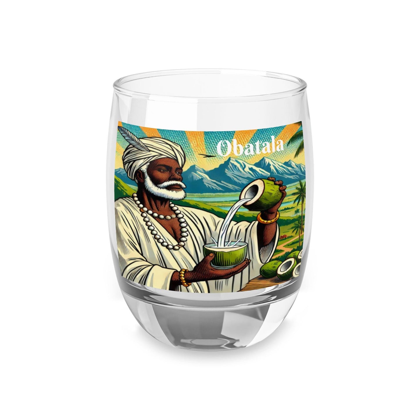 Obatalá “Cheers To” Whiskey Style Drinking Glass – Gift for Devotee or Godparent