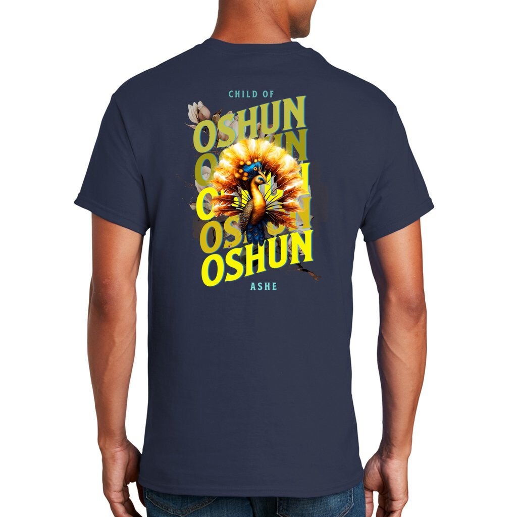 Orisha OSHUN peacock  Ashe Unisex Retro tshirt, Child of OSHUN Tshirt, Ashe OSHUN Afroculture Yoruba Orisha Tshirt