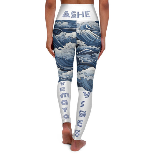 YEMAYA "Vibes" Ocean Waves High waisted Yoga Leggings! Orisha Based Yemaya Ocean Pattern Leggings!