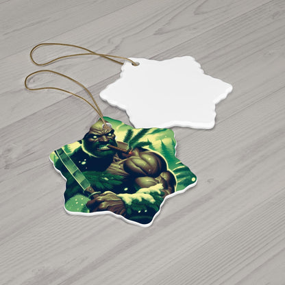 Orisha OGGUN Winter Theme  Ornament! Festive ORISHA Ornaments! Gift for devotee or godparent!