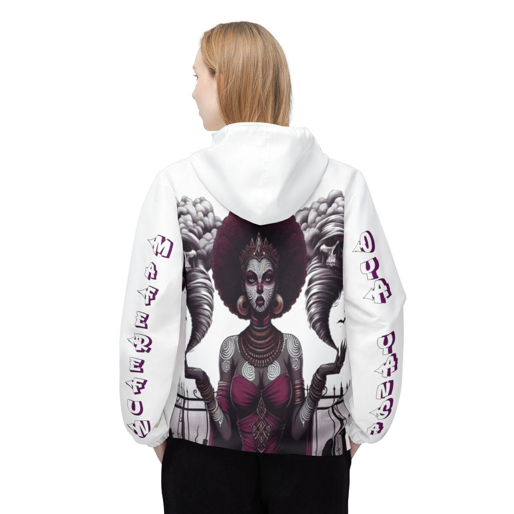 Maferefun Orisha OYA Yansa ,"Cemetery and Tornados" White Windbreaker Jacket! ASHE Oya Yansa Stylish Jacket,gift for devotee or godparent!