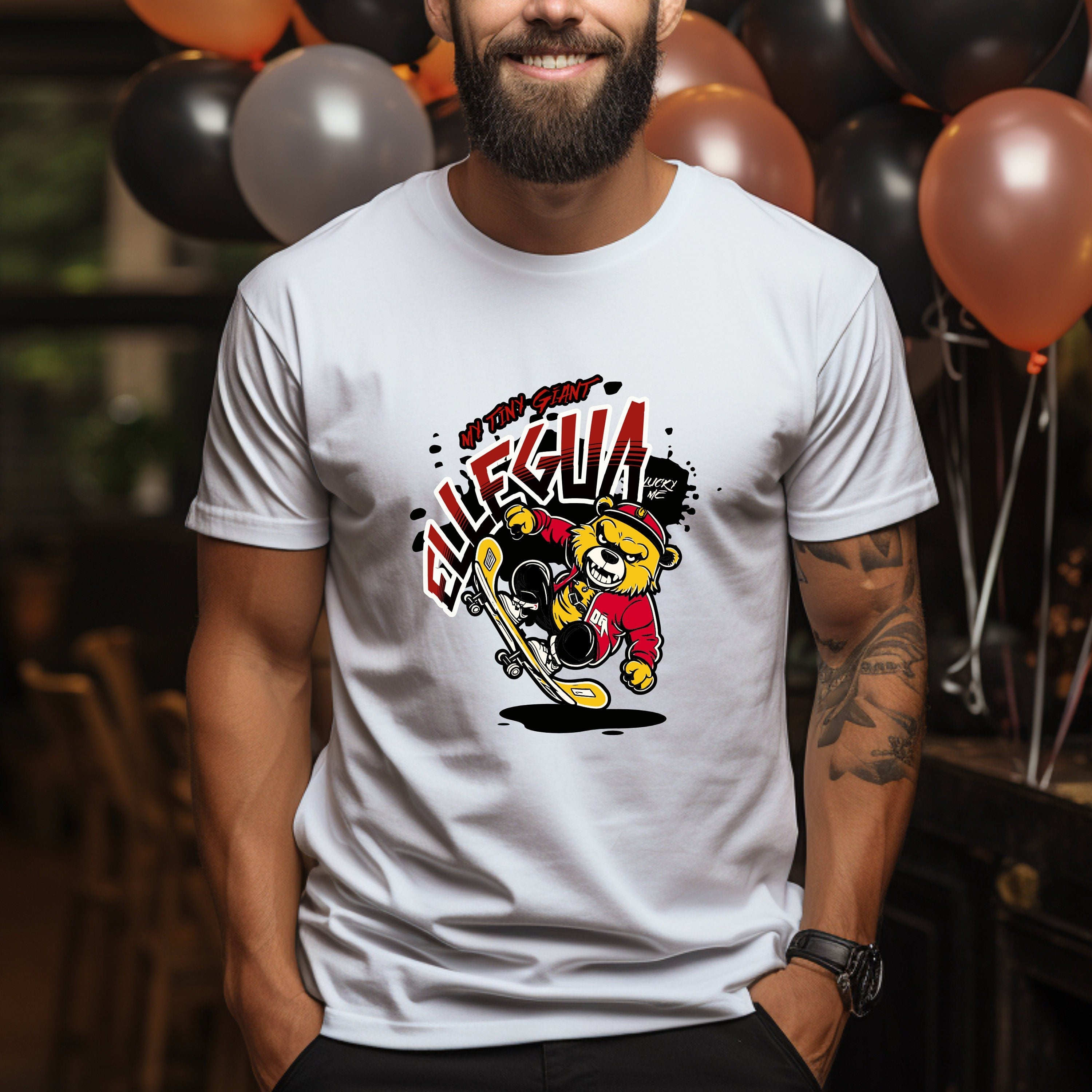 Orisha ELLEGUA "my tiny giant" cute bear on skateboard urban style T-shirt!! Eshu ELLEGUA unisex tshirt