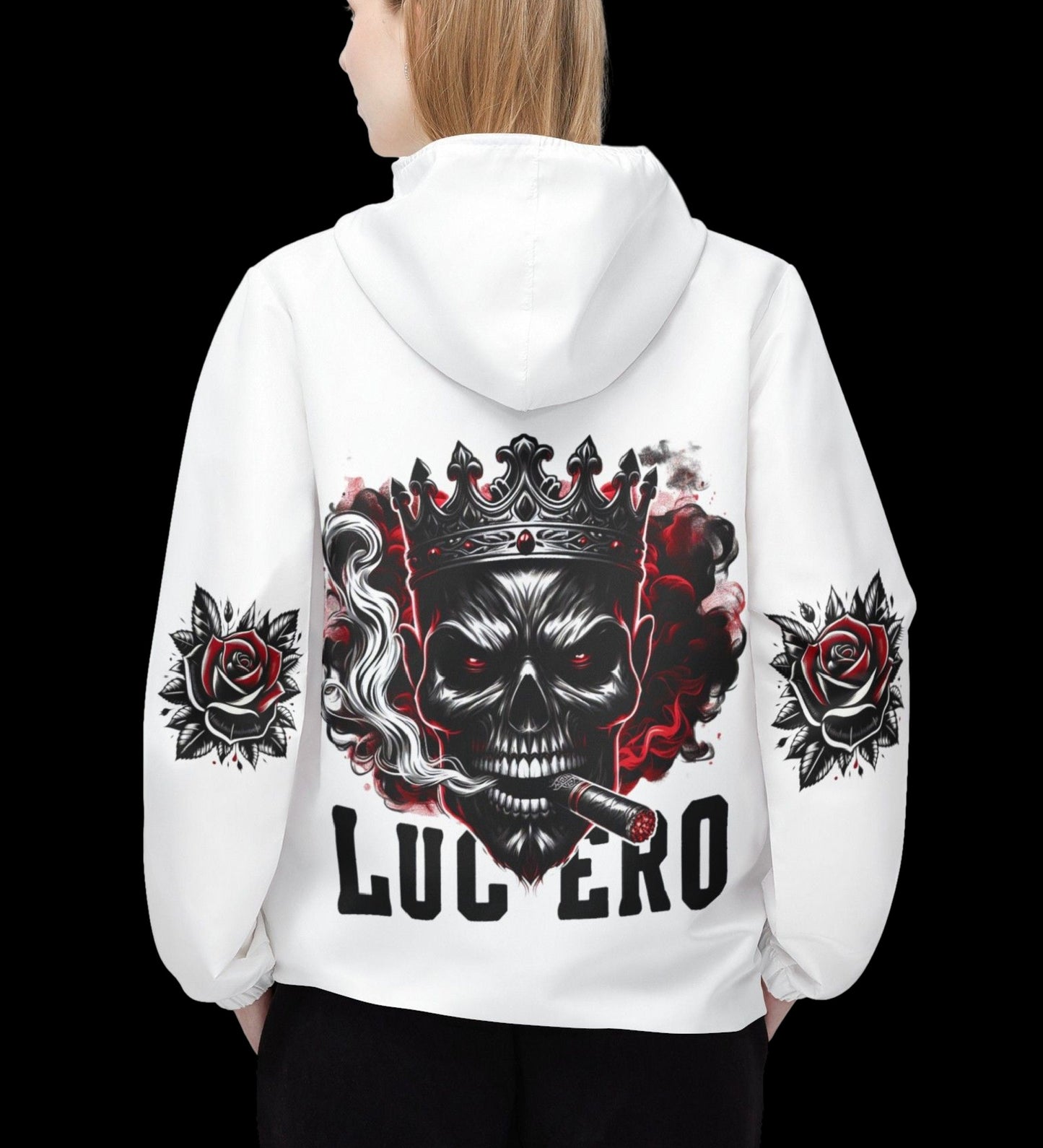 LUCERO "Skulls & Roses" Palo Mayombe White Windbreaker Jacket! Somos!
