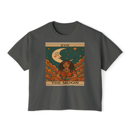Mystical TAROT Moon Women's Boxy Tee, Tarot Tee, Astrology Shirt, Astrology Gift, Boho Fashion, Spiritual Apparel