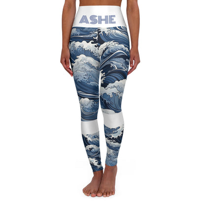YEMAYA "Vibes" Ocean Waves High waisted Yoga Leggings! Orisha Based Yemaya Ocean Pattern Leggings!