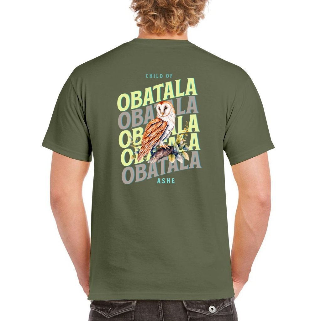 Orisha OBATALA Owl Ashe Unisex Retro tshirt, Child of Obatala Tshirt, Ashe Obatala Afroculture Yoruba Orisha Tshirt