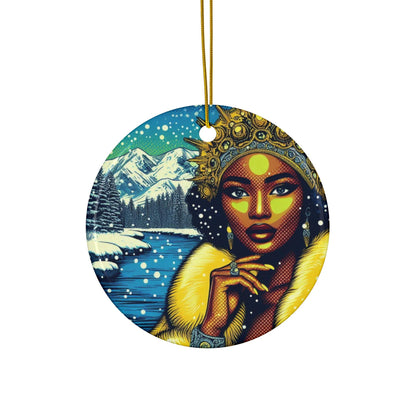Orisha OSHUN winter themed Ornament! Oshun festive holiday ornament! Gift for Devotee and Godparent!